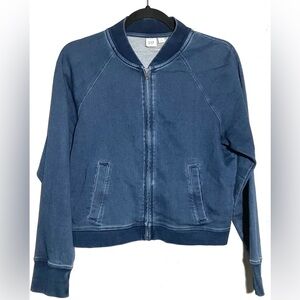GAP Women's Navy Bomber Jacket. Cotton/poly/spandex blend-has a nice stretch